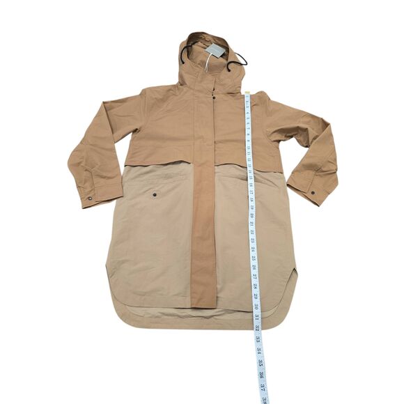 Everlane Long Anorak Jacket Brown Tan Two Tone XS Hooded Rain Coat NWT - Picture 11 of 12